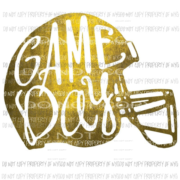 yellow Game Day football helmet Sublimation transfers Heat Transfer