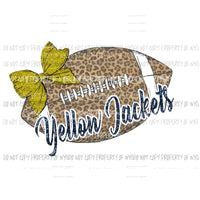 Yellow Jackets Football Leopard Navy and Gold Sublimation transfers Heat Transfer