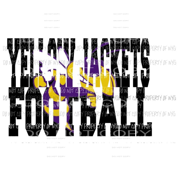 Yellow Jackets Football words Purple and gold school Sublimation transfers Heat Transfer