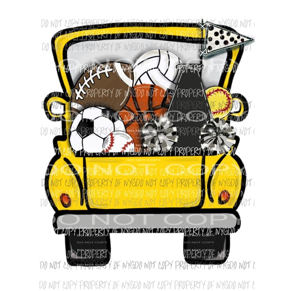 Yellow Truck Sports school Sublimation transfers Heat Transfer